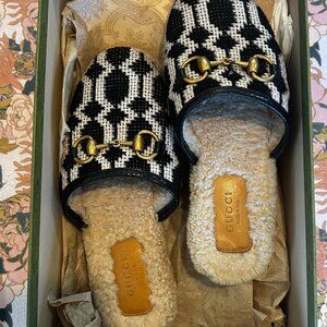 Gucci Fria Shearling Horsebit House Slippers